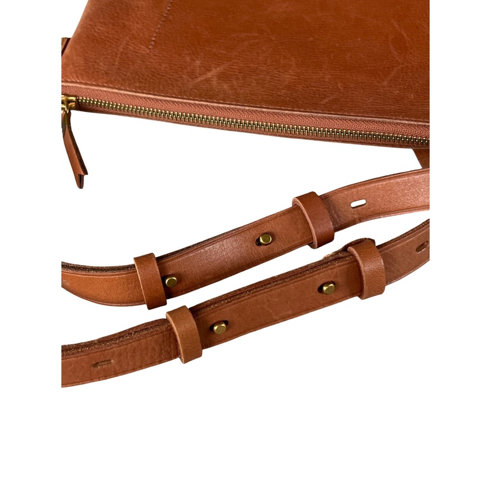 Madewell Transport Crossbody Bag English Saddle Brown Leather Zip Top - Picture 6 of 6